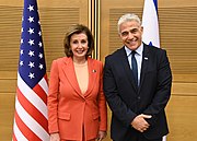 With Yair Lapid during Pelosi's visit to Israel (16 February 2022)