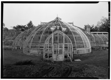 Detail of the central pavilion of the greenhouse at Lyndhurst, Jay Gould's mansion in Tarrytown, New York (1971)