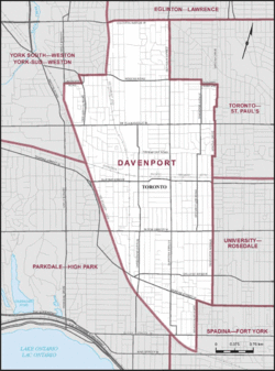 Map of Davenport Davenport Elections Canada map 35018 (2015 boundaries).gif