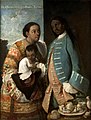 1763, (en) Miguel Cabrera.- Mexican Casta paintings, séries (es) Pintura de Castas, (en) 10. De chino cambujo e india, loba.