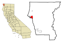 Del Norte County Kalifornien Eingemeindete und nicht eingetragene Gebiete Bertsch-Oceanview Highlighted.svg