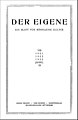 Der Eigene, vol. 9 (1921-22-23), n. 3. Sette numeri.