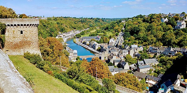 View of the Port of Dinan and the Rance river from the Promenade of Duchesse Anne at the Jardin Anglais (English Garden)