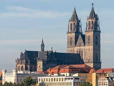 Magdeburg Cathedral seen from Neue Strombrücke.