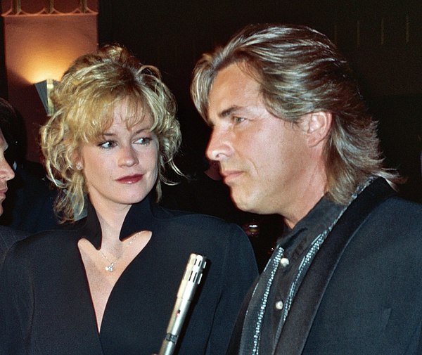 Griffith with then-husband Don Johnson at the APLA benefit in September 1990; Johnson and she appeared in two films together in the 1990s.