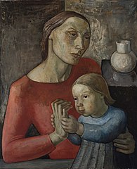 Woman with little girl.Oil on canvas.1934