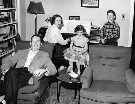 Edwards at home in 1955 with his three children: (from left) Lynn, Donna and Bobby