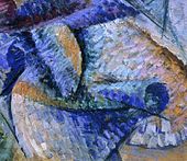 Detail of Dynamism of a Cyclist showing the use of divisionism