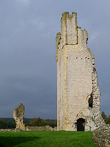 A picture of the East Tower of Helmsley Castle showing the destruction inflicted on the tower after the end of the siege