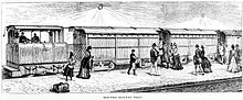 A picture of a City & South London Railway train from the Illustrated London News, 1890 Electric railway train.jpg