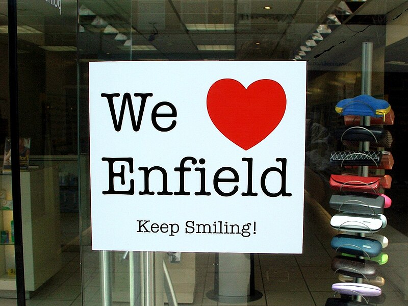 File:Enfield window sticker, Church Street, Enfield 2.jpg