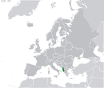 ヨーロッパにおけるアルバニアの地図