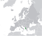 Map showing Albania in Europe