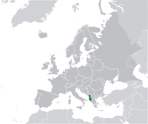Localiazarea Albaniei pe continentul European