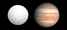 Сравнение размеров SWEEPS-04 с Юпитером.