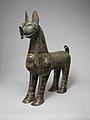 "A demonstration of the excellence achieved in metalwork under the Seljuqs": bronze incense burner shaped like lion, with removable head, dated 1181–82 CE, Taybad, Iran. (Metropolitan Museum of Art)[171][172]