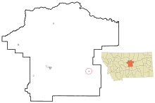 Fergus County Montana Aree incorporate e non incorporate Grass Range Highlighted.svg