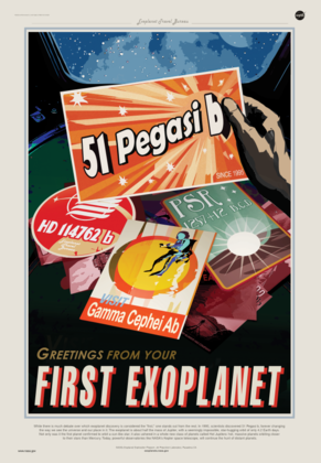 51 Pegasi b poster: "Greetings from your first exoplanet"