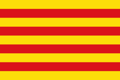 Flag of Roussillon, which was the flag of the Crown of Aragon, to which Roussillon's lords were vassal from the High Middle Ages
