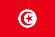 علم تونس الحالي بعد التعديلات التي حصلت في 30 يونيو 1999