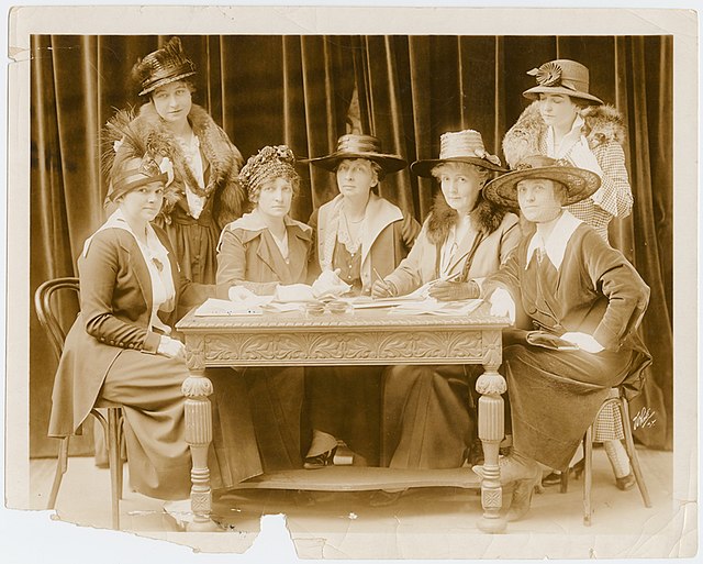 Founding members of Stage Women's War Relief (from left): Mary Kirkpatrick, Dorothy Donnelly, Jessie Bonstelle, Rachel Crothers, Elizabeth Tyree, May 