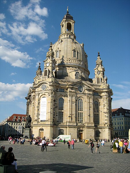 The Frauenkirche in Dresden. It was rebuilt 1994–2005 following its destruction in World War II.