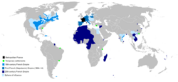 Tất cả các vùng lãnh thổ từng là một phần chiếm đóng và các quốc gia phụ thuộc thời Đệ nhất Đế chế Pháp   Pháp   Đế quốc thực dân thứ nhất (sau năm 1534)   Đế quốc thực dân thứ hai (sau năm 1830)