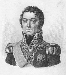 Print of an unsmiling, curly-haired Paul Grenier in general's uniform
