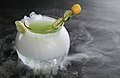 Goblet of Fire - a cocktail made with tequila, lemon zest with hint of chilli, served over a bowl of dry ice