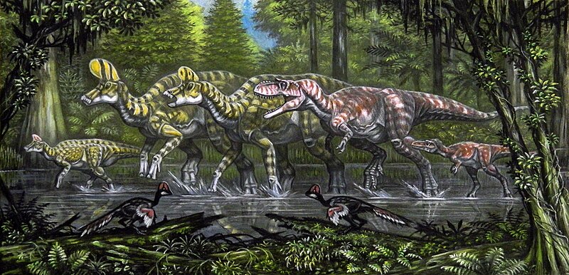 File:Gorgosaurus chasing Lambeosaurus.jpg