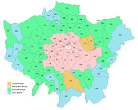 Karta londonskih borougha