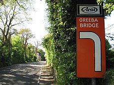 waarschuwingsbord bij Greeba Bridge