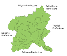 Mapa de la prefectura de Gunma