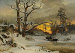 "Vinterlandskap med hästfora" (1868)