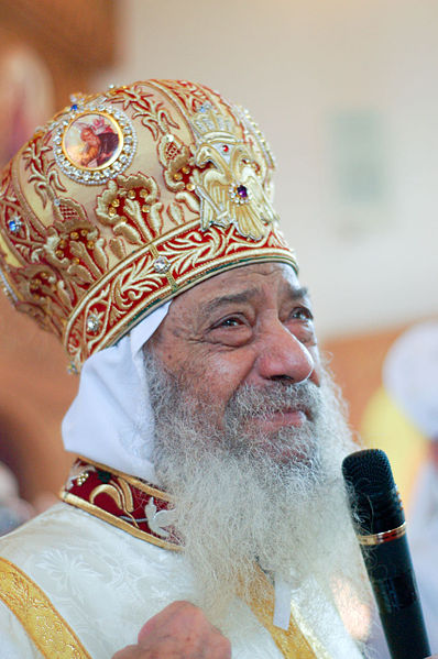 Pope Shenouda III at the consecration of a Coptic Church in Staten Island, New York City.