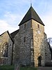 Photograph showing the tower and spire of St. Mary's Church, Hadlow, Kent.