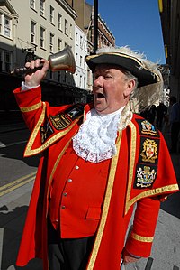 Have bell will travel. Peter Moore, Town Crier to the Mayor of London and the Greater London Authority … promotions, parades, openings etc. (1388747790).jpg