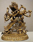 Hevajra statue, 19th century, gilt bronze