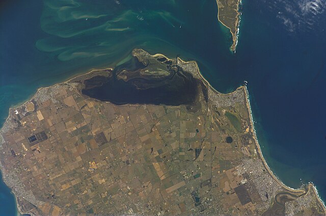 Satellite view of "The Rip" between Point Nepean and Point Lonsdale on 26th November, 2007.