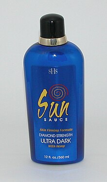 A typical bottle of indoor tanning lotion. Indoor tanning lotion.jpg