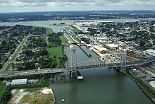 Aerial view of the Industrial Canal and Claiborne Avenue Bridge Industrial Canal and Claiborne Bridge.jpg