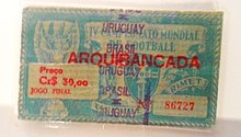 Ticket for the 1950 World Cup's decisive match between Brazil and Uruguay. Ingresso Copa do Mundo FIFA 1950 - Brasil x Uruguai.jpg