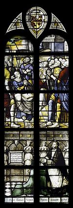 Interieur, gebrandschilderde glazen - De Kapelglazen, glas nr. 64, De Uitstorting van de Heilige Geest - Gouda - 20416713 - RCE.jpg