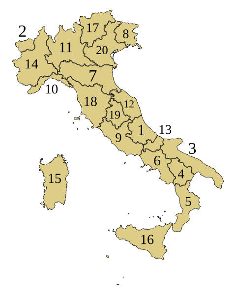 Fișier:Italy map with regions numbered 2.svg