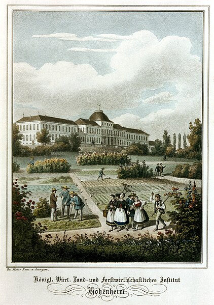 File:JH Renz - Königlich-Würtembergisches Land- und Forstwirthschaftliches Institut Hohenheim (kol Litho 1845).jpg