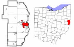 Emplacement de Steubenville dans le comté de Jefferson et l'état de l'Ohio