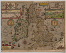 A copy of John Speed's 1611 map of the British Isles, labelled The Kingdome of Great Britaine and Ireland
(Cambridge Digital Library). John Speed - The Kingdome of Great Britaine and Ireland.png