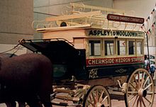 The Kedron Omnibus company provided horse-powered transport services to Aspley - Coach on display at the Queensland Museum, Toowoomba Kedron omnibus.jpg