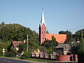 zespół kościoła ewangelickiego z 1894 r.: kościół, cmentarz kościelny, ogrodzenie murowano-metalowe z bramą