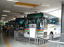 Seibu Bus cars at Kusatsu-Onsen Bus Station. Kusatsu-Onsen Bus Station.jpg